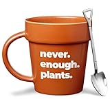 VELENTI Blumentopf-Tasse – Tasse für Pflanzenliebhaber mit metallischer Schaufel – ausgefallene Pflanzenliebhaber-Geschenke für Frauen, Männer – Geburtstagsgeschenk für Frauen – niedliche Geschenke