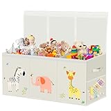 VERONLY Aufbewahrungsbox Spielzeugkiste mit Deckel Kinder Groß - 130L Faltbar Spielzeug Aufbewahrung mit Griffen Trennwand Aufbewahrungsbox für Kinderzimmer Kleidung Schlafzimmer(Beige,99x34x39cm)