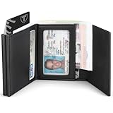 TENBST Geldbörse Herren, Slim Wallet Geldbeutel mit Münzfach & RFID Schutz, Leder Portmonee, 8 Fächer für Kreditkarten, Kartenetui Herren - Schwarz