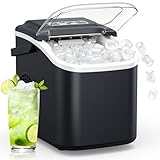 Eiswürfelmaschine Klein Ice Maker Machine: Tragbarer Eiswürfelbereiter, 12kg/24H, 8 Eiswürfel in 6 Min, 2 Eiswürfelgrößen,Mini Eiswürfelmaschinen mit Selbstreinigung für Zuhause/Küche/Camping/Party/RV