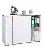 VCM Büroschrank mit 2 Fächern | moderner Aktenschrank mit Schiebetüren | Maße ca. H. 74 x B. 100 x T. 37 cm– Salia 2-Fach