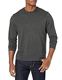 Amazon Essentials Herren Langärmeliges T-Shirt, Normale Passform, Dunkelgrau Meliert, M