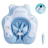 EXTFANS Baby Schwimmring ab 6-12 Monate mit Doppelter Airbag, Verstellbare Sitzgurt, Schwimmreifen Baby Schwimmsitz Aufblasbare mit Manueller Pumpe (Blau, S)