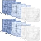 Unnivoll Spucktücher Baby Mulltücher 12er Musselintücher 50x27cm 100% Baumwolle mullwindeln, 6 Lagig Saugstark Stoffwindeln, für Jungen und Mädchen Weich Atmungsaktiv Blau & Weiß