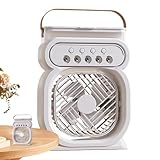 Wiederaufladbarer Nebelventilator, Nebelventilator, tragbarer Klimagerät-Ventilator mit Nebel, verstellbar, 3 Windgeschwindigkeiten, 450 ml, Wassertank-Kühlgerät mit Griff