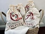 Weihnachtssack mit Name, Nikolaussack Weihnachtsmann Sack Santa Sack Geschenkesack Weihnachtsmannsack für Geschenke Rot und Weiss (30 x 46 cm)