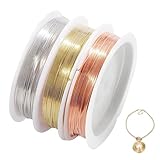 3 Rollen Schmuckdraht,Schmuck Draht,Schmuckdraht 0.5MM x 6.5M Basteldraht Dünn,Basteldraht Draht Zum Basteln Kupferdraht Perlendraht,Basteldraht Gold/Silber/Roségold, Kupferdraht draht für Armbänder.