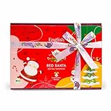 ETS - Teegeschenk mit Schleife 'Red Santa Christmas' | BIO Wintertee Set | Geschenk Weihnachten Wichtelgeschenk Weihnachtsdeko | 12 Pyramidenbeutel