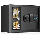 25L Safe Tresor für Zuhause, Stahl Feuerfester Safe mit Ersatzschlüssel, Abnehmbarem Regal und Alarmanlage, Klein Digitaler Tresore mit Zahlenschloss für Bargeld Wichtiger Dokumente