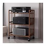 Moderner 3-stöckiger Stereo-Schrank mit großer Speicherkapazität, verstellbarem Regal und Universalrollen für Zuhause oder Büro