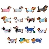 Aufnäher zum Aufbügeln, 15 Stück, verschiedene Dackelmuster, bestickt, kleine Bügelbilder, niedliche Hunde-Applikation, Aufkleber, Welpe, zum Aufnähen auf Jeans, Kleidung, Hut, Rucksack, Leinwand