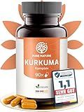 Pure Nature Kurkuma Kapseln Komplex hochdosiert | 1 Kapsel/Tag, 12.000mg Curcuma | 90 Curcuma Kapseln hochdosiert mit Vitamin C & Piperin | Laborgeprüfte Supplements Made in Germany