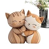 Süße Katzen-Deko,Holz Deko Paar Katzen Für Den Schreibtisch | Tierische Deko Für Tisch BücherHaustierliebhaber Wohnzimmer Flur Geburtstag Weihnachten