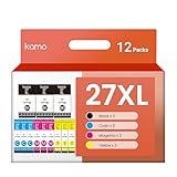 kamo 27 XL Patronen Kompatibel mit Epson 27 27XL Tintenpatronen (12er-Pack), für Workforce WF-3620 WF-3640 WF-7110 WF-7210 WF-7620 WF-7710 WF-7715 WF-7720