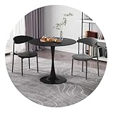 JHAISMAO Modern Runden Esstisch 80/90/100cm Weiß Farbiges Oberteil Kleiner Säulentisch Für Esszimmer Wohnzimmer Bistro Tisch Küchentisch(Size:100cm,Color:Schwarz)