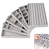 HULAGU 6 Stück Schmuckkasten, Schmuckaufbewahrung Schublade Stapelbar Schmucktablett, Schmuckkästchen, Schmuckeinsatz für Schubladen Ringhalter Schmuck Organizers für Ohrringe Ring Armband Halsketten