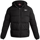 Reebok Herrenjacke – wetterbeständige Winterjacken für Herren, gesteppt, warm, Pufferjacke mit Kapuze und Taschen, Schwarz (Black Ink), M