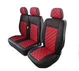 Texmar Peugeot Boxer, Citroen Jumper/Relay, FIAT Ducato 2006–2018 LHD ECO Schwarz-Rot Leder-Sitzbezüge 2+1 (1 Einzelbett, 1 Doppelbett)