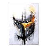 Displate Star Wars Metal Poster Star Wars Poster Star Wars Geschenk Star Wars Deco Star Wars - Helmets Graffiti - Mandalorian Graffitti Helmet Poster Größe - 32x45cm