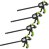 TRUTZHOLM 4x Einhandzwinge Schnellspannzwinge Schraubzwinge Klemmzwinge Spanner Set mit Soft-Grip-Griffen 60x600 mm