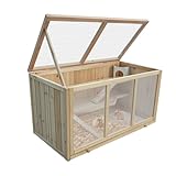 Hamsterkäfig aus Tannenholz, 94,5 x 48,5 x 49,5 cm, mit Plattformen, Leiter und Hütte