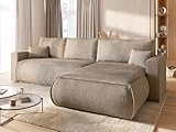 BROMARKT Sofa mit Schlaffunktion Couch L polsterreiniger Sofa Bettkasten Schlafsofa für Wohnzimmer Couch freistehend Havana Relaxsofa 3 sitzer 270x173x80 cm Beige