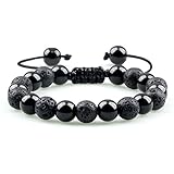 Armband Herren Perlen, Armbänder Mit Perlen Aus Natürlichem Edelsteinkristall-Obsidian, Modisches Meditationsarmband Aus Lavastein, Reiki-Yoga-Armband, Verstellbares Webarmband Für Frauen Und Mä