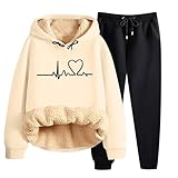 Thermo-Unterwäsche-Sets für Damen, Thermo-Unterwäsche, Geburtstag, Lamm-Fleece, Rundhalsausschnitt, Hoodie, Winter, Jugendliche, dick, warm, einfarbig, Kapuzenoberteil, Übergröße, Anzug, Thermo-Shirt
