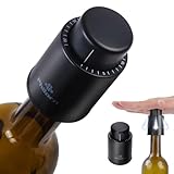 Philorn 3 Stück Weinflaschenverschluss, Vakuum Weinverschluss, Wein Verschlussstopfen, Flaschen Verschlusskappe mit Zeitskala Rekord, Wiederverwendbar Wine Stopper, Geschenke für Weinliebhaber Schwarz