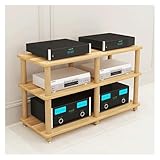 PZEOB Modernes Audio-Rack, doppelt breit, AV-Medienständer for Heimstereoanlagen, Schrank aus Holz, Audio-Tower, Audio-Rack-Regal(Natural,3 Tier)