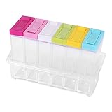Ruilogod Kunststoff Haushalt Küche Menage Salz-Gewürz-Vorratsdose Gewürz Box Set Bunte