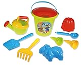 Lena 05422 - Happy Sand Spielset Jungs II, Eimergarnitur 10-TLG., Sandspielzeug Set für Kinder ab 2 Jahre, Spielset mit Eimer, Sieb, Schaufel, Rechen, Gießer, Eislöffel, 2 Eistüten und 2 Förmchen