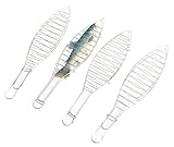 Trend Line Fischbräter 4er-Set Edelstahl 42 cm Fischhalter Fischwender Fischgrill