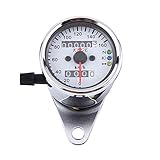 TKSE Motorrad Kilometerzähler, 1 Stück Universal Motorrad Tachometer Signal Dual Digital Anzeige KM/H Tachoanzeige mit Kontrollleuchten für Alle 12V Motorräder (Schwarz)