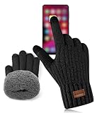 FORVEVO Handschuhe Herren, Winterhandschuhe Warme Fleece Futter, Thermo Touchscreen Strickhandschuhe Herren Damen für Outdoor Sport Täglich Laufen(Schwarz)