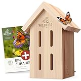 wildtier liebe Schmetterlingshaus - Wetterfest & Unbehandelt aus Massiv-Holz I Insektenhotel Schmetterling I Schmetterlinge züchten für den Garten, Balkon