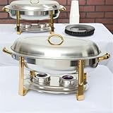 UQACHG Buffetset mit Warmhalteplatte aus Edelstahl für Buffet Catering Oval Buffetwärmer 6 Liter