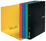 VON Leitz Ringbuch A4, Mit 2 Ringen, Gummibandverschluss, Karton, 25 mm Rückenbreite, Für 140 Blatt, Ringordner für Schule, Studium & Haushalt, Mehrere Farben, 5 Stück, 30120099, 30121099
