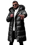 OZONEE Herren Winterjacke Jacke Parka Farbvarianten Warm Winterparka Funktionsparka Wintermantel Lange Kunstfell Gefüttert Outdoor Puffer Jacket Gepolstert O/M800Z SCHWARZ XXL