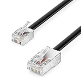 deleyCON 2m Telefonkabel RJ11 auf RJ45 Modularkabel Flachkabel RJ11 Stecker zu RJ45 Netzwerk Stecker Telefondose Modem Router Fax ISDN DSL VDSL Internet Schwarz