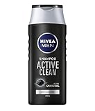 Nivea Men Active Clean Shampoo, Aktivkohle-Shampoo für normales bis fettiges Haar, Tiefenreinigungsshampoo für Herren mit einem frischen, maskulinen Duft, 250 ml