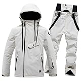 Generisch Damen Skijacke & Skihose Set Skianzug 2 teilig Schneeanzug Wasserdicht zum Skifahren Snowboarden Schneejacke Schneehose Warm Winterjacke mit Abnehmbare Kapuzen