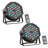 Rtktoup 2PCS 36 LED Par Lichter, RGB Bühnenlichter, DMX Disco Lichter mit Fernbedienung, Effektstrahler mit klangaktivierter Steuerung, für Bar Hochzeiten Geburtstagsfeiern Halloween Weihnachten