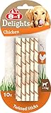 8in1 Delights Chicken Twisted Sticks - gesunde Kaustangen für Hunde, hochwertiges Hähnchenfleisch eingewickelt in Rinderhaut, 10 Stück