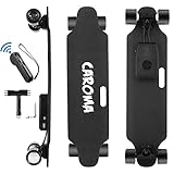 Caroma Skateboard Elektro,90cm Elektrisches Longboard mit Kabelloser Fernsteuerung,25 KMH Max Geschwindigkeit,700W Doppelmotoren,4AH Langlebige Batterie,E Longboard für Jugendliche und Erwachsene