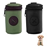 Hundekotbeutelhalter, Hundekotbeutelhalter mit Karabiner-Clip, tragbarer Spender, bequem, langlebig, leicht, für Spaziergänge, Laufen, Camping, 2 Stück (schwarz + grün)