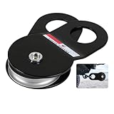 SWAWIS Umlenkrolle Forst Schwarz für Seilwinde, Seilrolle aus Stahl für Stahl- & Kunststoffseile, Durchmesser der Radnut 15mm,10T Tragkraft, für Offroad-Rettungseinsätze Forstwirtschaft Holzeinschlag