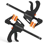 Schraubzwingen Set Profi Einhandzwingen 2 Stück, Spannweite 150mm, Dehnbereich bis zu 290mm Spannkraft 50kg, Maultiefe 62mm, aus Stahl und Nylon für präzises Fixieren