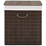WIFESE Wäschekorb aus Bambus Rechteckig Dunkelbraun40x30x60 cm Wäschetonne Laundry Baskets Wäschekorb mit Deckel Klappbarer Wäschekorb mit Griffen Wäschebehälter für Schmutzwäsche Leicht Zu Tragen
