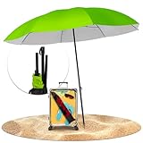 STYNGARD Reise Sonnenschirm mit UV Schutz 50+ [155 cm ⌀] - Strandschirm Sonnenschirm Strand mit Abspannleinen Modell NIZZA